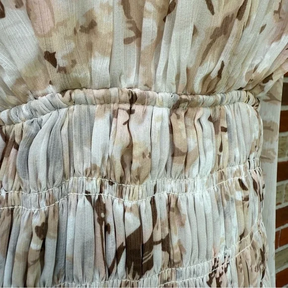 House of Harlow NWT 1960 Long Sleeve Cream Tan Floral Smocked Mini Dress 👗 - Picture 5 of 17